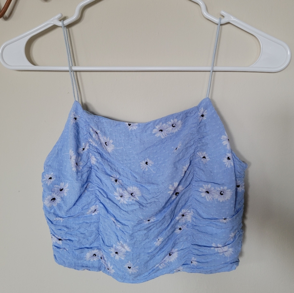 Blue Floral Crop Top